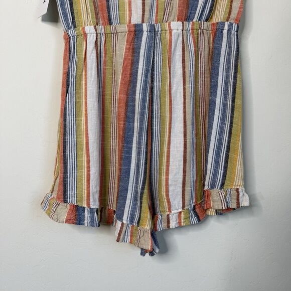 Hurley NWT Linen Blend Large Striped Sleeveless Romper Travel Vacation Beachy - Picture 8 of 13